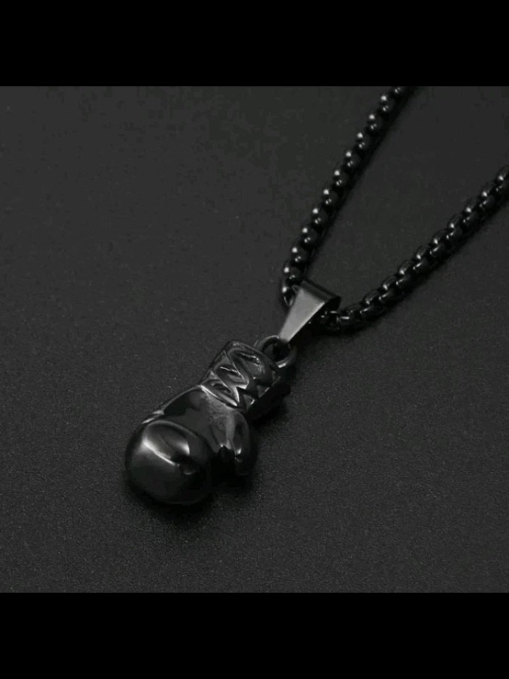 Black Boxing Glove Pendant Necklace - Men's Jewelry